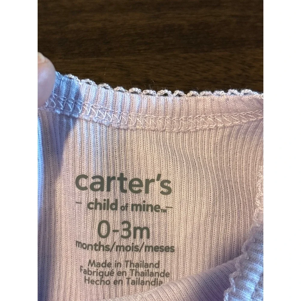 Carters Child of Mine Baby Girls 3 Piece Set Purple Floral Bodysuit 0-3 Months